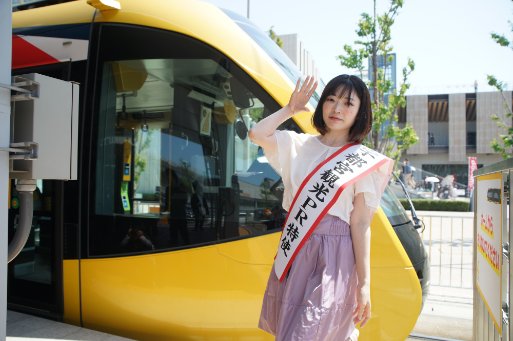 宇都宮市内ライトライン停留所にて